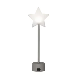 Lámpara de mesa LED recargable Blizz, gris, 40 cm, forma de estrella, atenuable