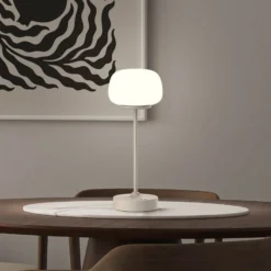 Lámpara de mesa LED recargable Pina beige Altura 27,8cm Metal/cristal
