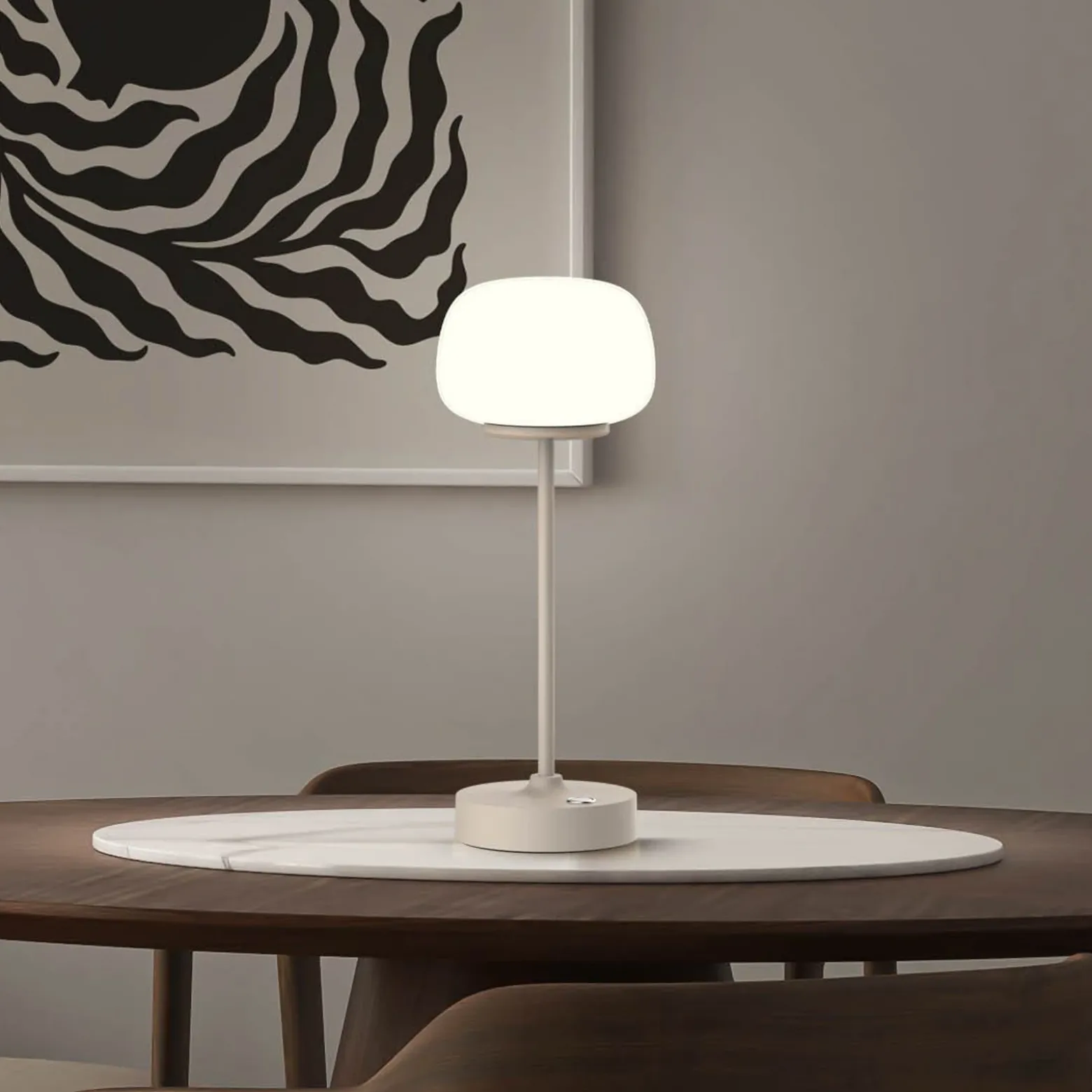 Lámpara de mesa LED recargable Pina beige Altura 27,8cm Metal/cristal