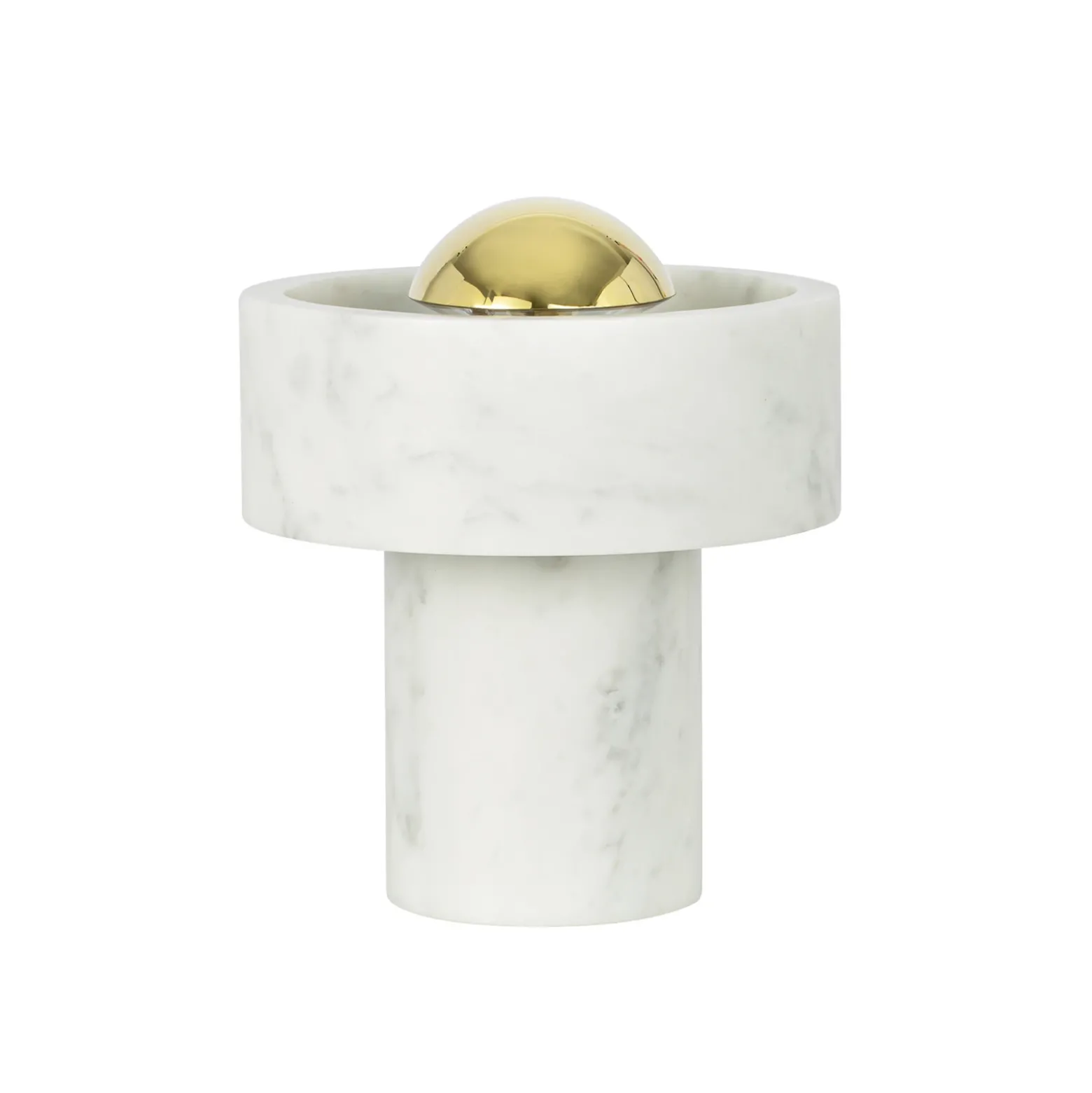 lámpara de mesa LED recargable Stone de Tom Dixon, color dorado, altura 19 cm