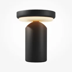 Lámpara de mesa LED recargable Topo, negra, altura 20 cm, atenuador metálico