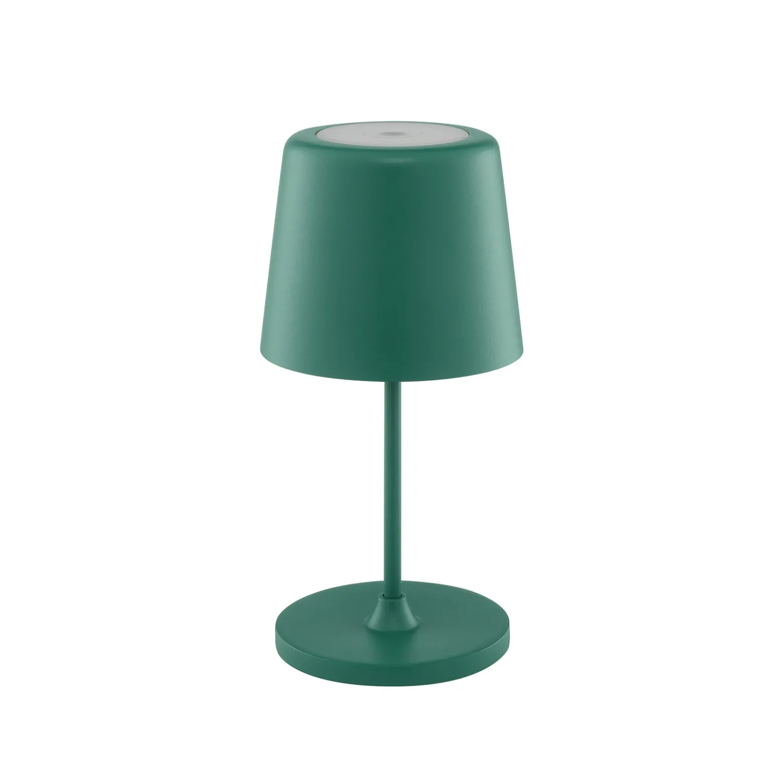 Lámpara de mesa LED recargable Kaami, verde, altura 37 cm, IP44, atenuable.