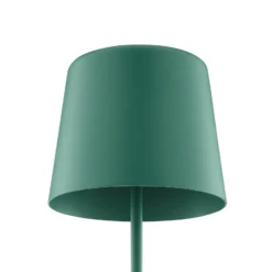 Lámpara de mesa LED recargable Kaami, verde, altura 37 cm, IP44, atenuable.