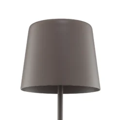 Lámpara de mesa LED recargable Kaami, marrón, altura 37 cm, IP44, atenuable.