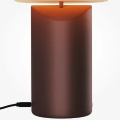 Lámpara de mesa LED recargable Topo, roja, altura 20 cm, metal, atenuador de