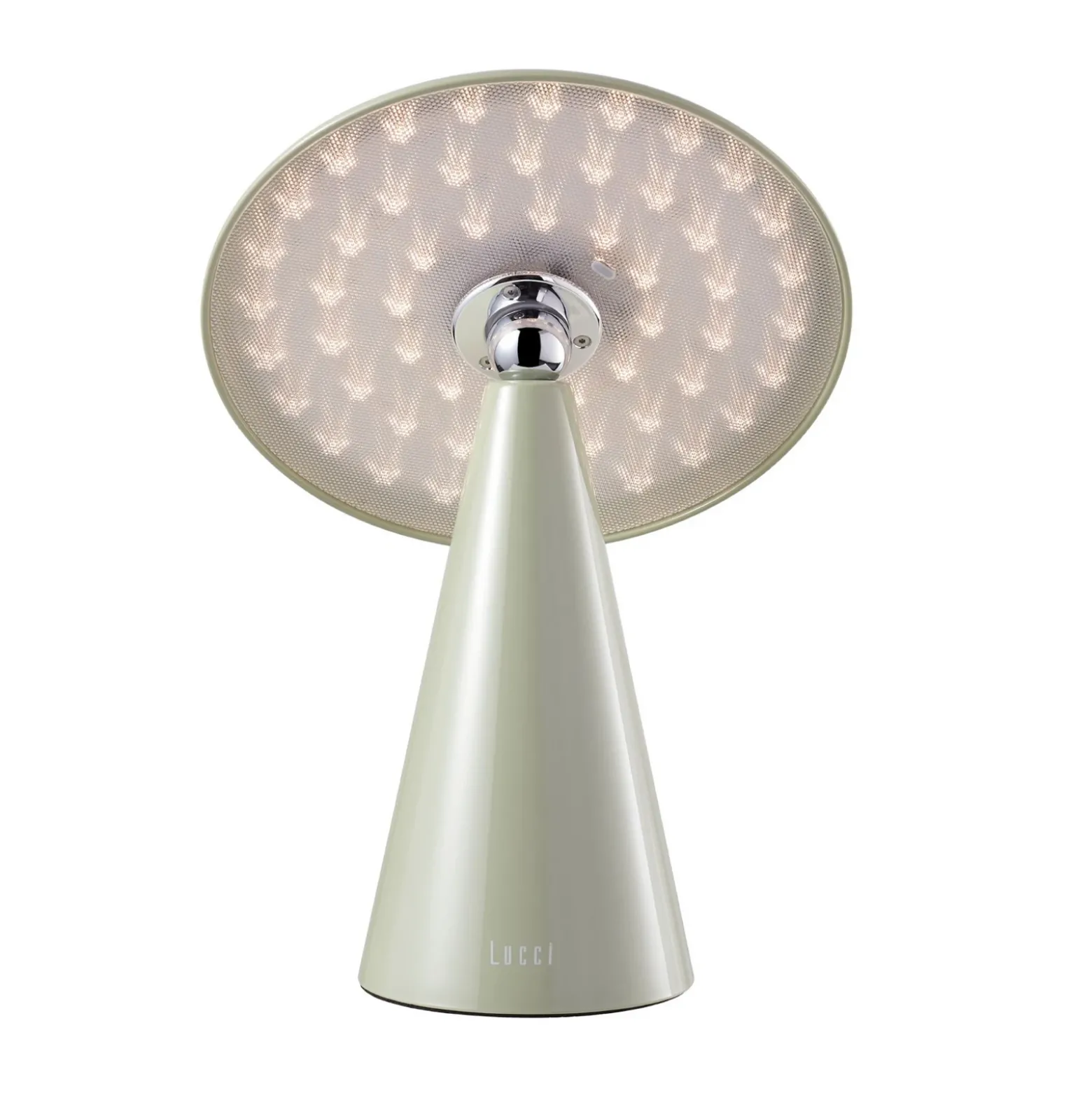 Lámpara de mesa LED recargable Beacon Kinoko, verde, 27 cm, CCT