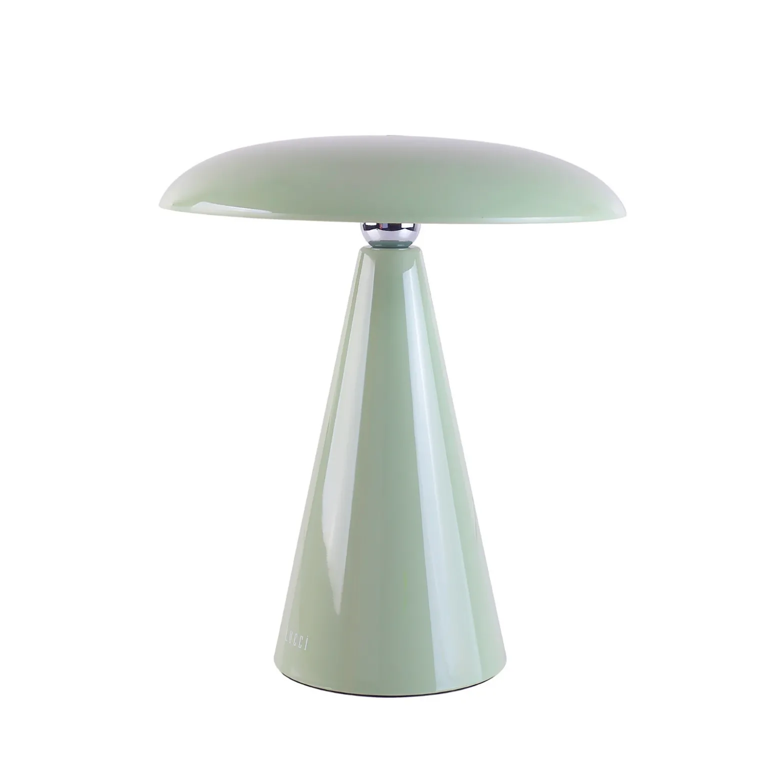 Lámpara de mesa LED recargable Beacon Kinoko, verde, 27 cm, CCT