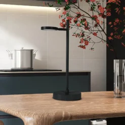 Lámpara de mesa LED recargable Lupa, negra Altura 45 cm Metal Touchdim