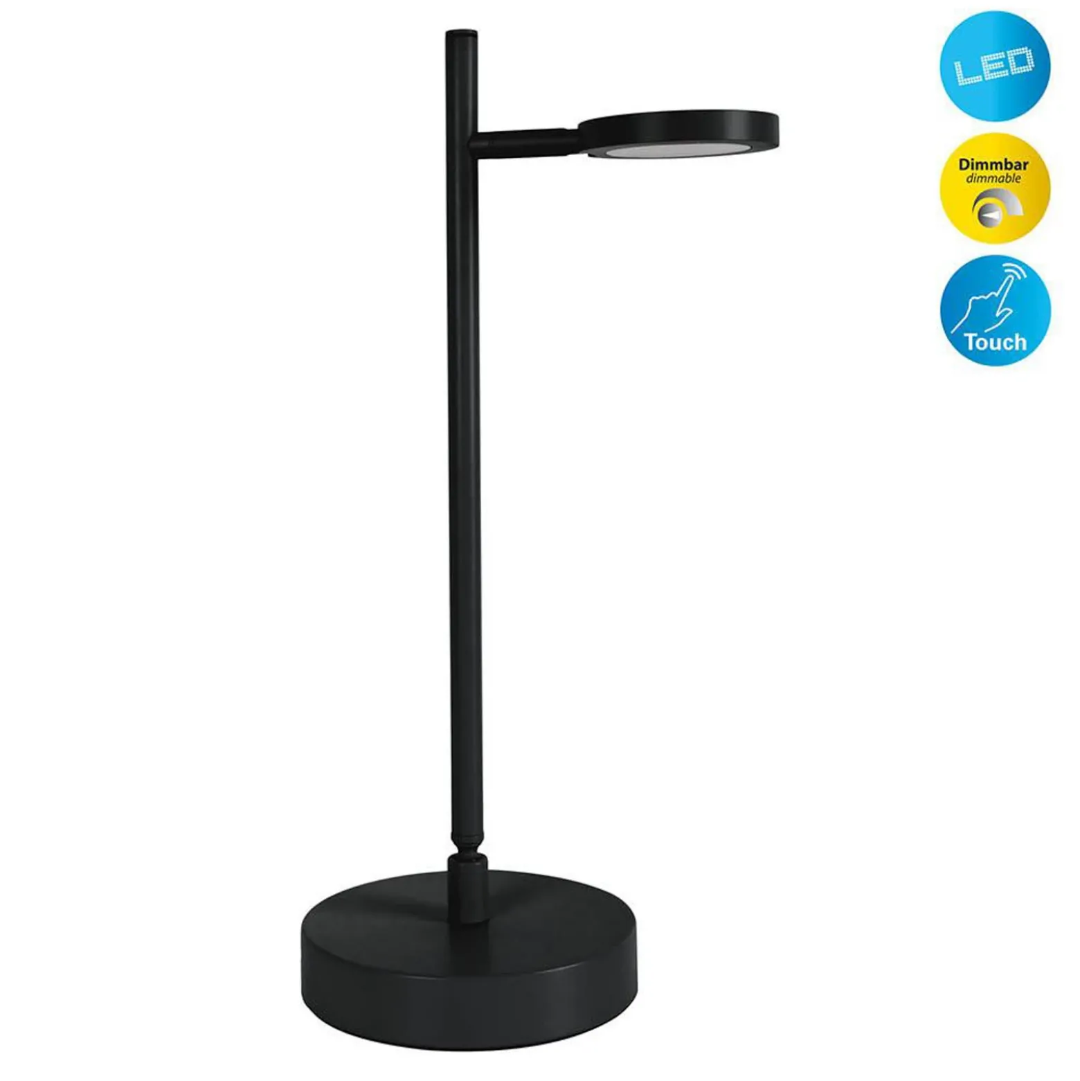 Lámpara de mesa LED recargable Lupa, negra Altura 45 cm Metal Touchdim