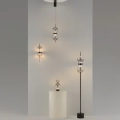 Lámpara de mesa LED recargable DOUBLE MOON, gris ahumado, altura 25 cm, cristal