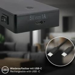 Lámpara de mesa LED recargable Cielo, negro, altura 56 cm, plástico