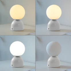 Lámpara de mesa LED recargable RUDI, blanca, altura 20 cm, CCT, regulación