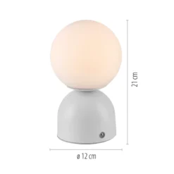 Lámpara de mesa LED recargable RUDI, blanca, altura 20 cm, CCT, regulación