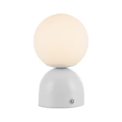 Lámpara de mesa LED recargable RUDI, blanca, altura 20 cm, CCT, regulación