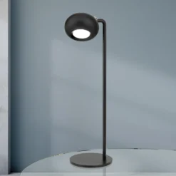 Lámpara de mesa LED recargable Kerby, negra, altura 40 cm, acero/aluminio