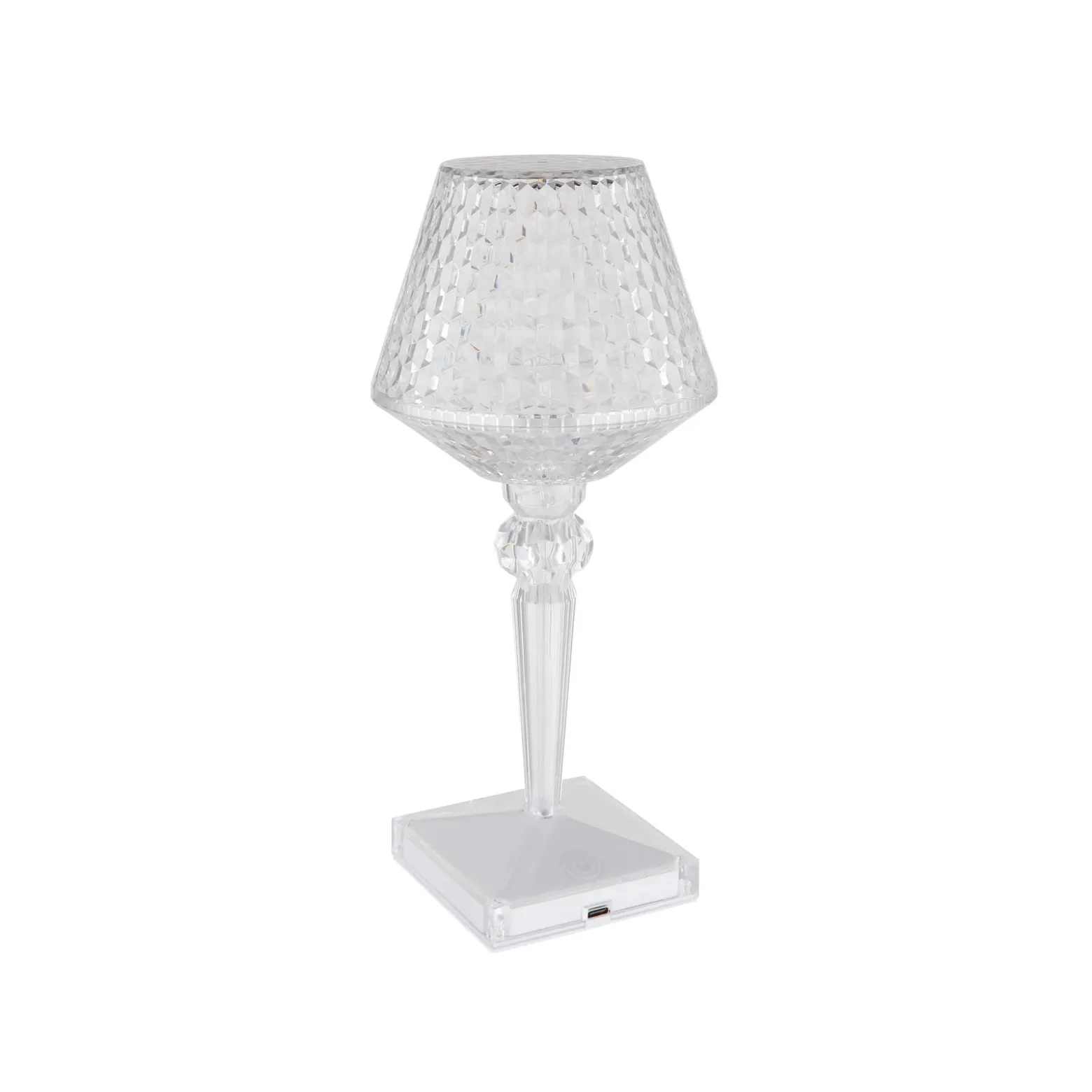 Lámpara de mesa LED recargable Gixi, efecto transparente/cristal, CCT