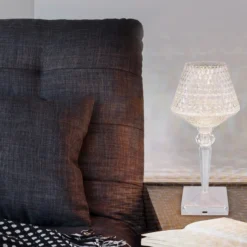 Lámpara de mesa LED recargable Gixi, efecto transparente/cristal, CCT