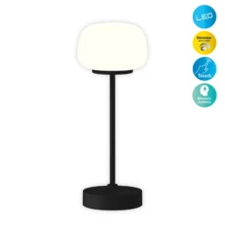 Lámpara de mesa LED recargable Pina negra 27,8 cm metal/vidrio Touch