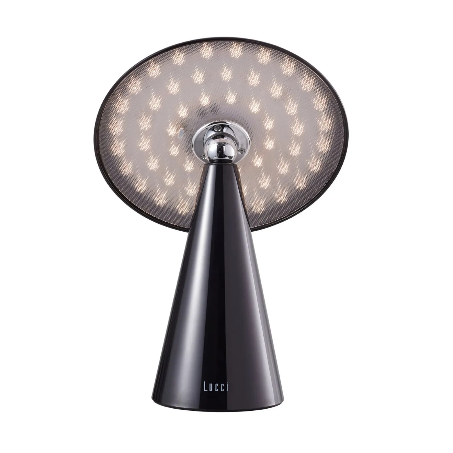 Lámpara de mesa LED recargable Beacon Kinoko, negra, 27 cm, CCT