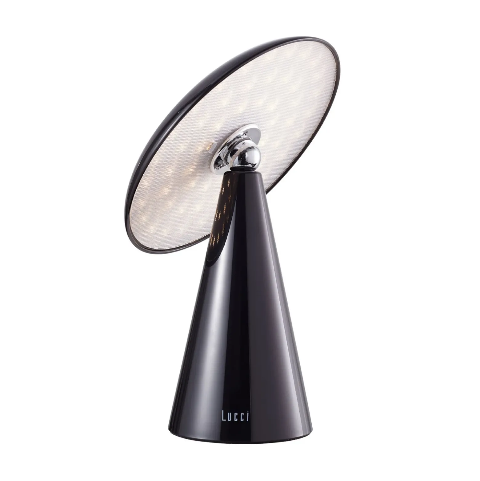 Lámpara de mesa LED recargable Beacon Kinoko, negra, 27 cm, CCT