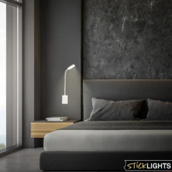 Lámpara de mesa LED recargable Cielo, blanca, altura 56 cm, plástico