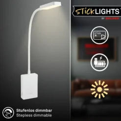 Lámpara de mesa LED recargable Cielo, blanca, altura 56 cm, plástico