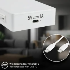 Lámpara de mesa LED recargable Cielo, blanca, altura 56 cm, plástico