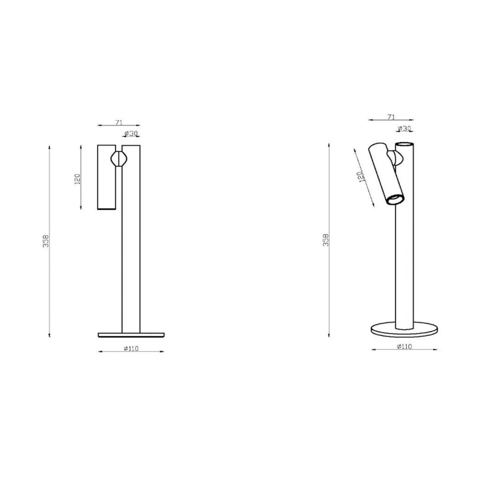 Lámpara de mesa LED recargable Antrim, negra, 1 luz, IP54, atenuable
