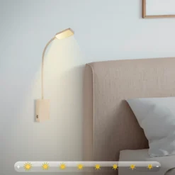Lámpara de mesa LED recargable Cielo, beige, altura 56 cm, plástico