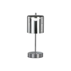 Lámpara de mesa LED recargable Riva, níquel/humo Altura 34,5cm