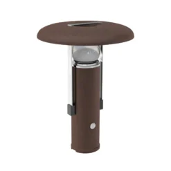 Lámpara de mesa LED recargable para camping, marrón oscuro, aluminio,