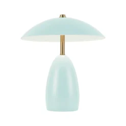 Lámpara de mesa LED recargable Poppy, azul claro, altura 27 cm, metal, atenuable