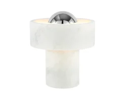 lámpara de mesa LED recargable Stone de Tom Dixon, color plateado, 19 cm