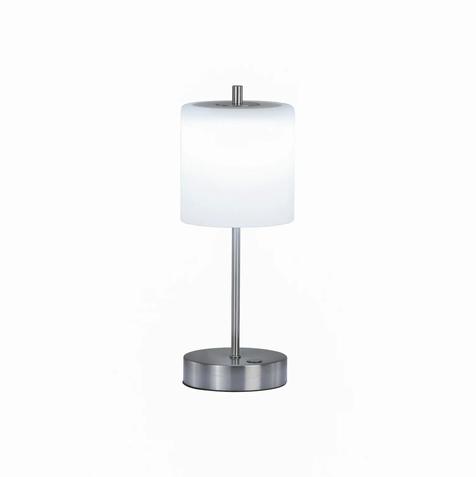 Lámpara de mesa LED recargable Riva níquel/opal Altura 34,5cm