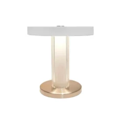 Lámpara de mesa LED recargable Trezzi, blanca, altura 22 cm, metal/vidrio