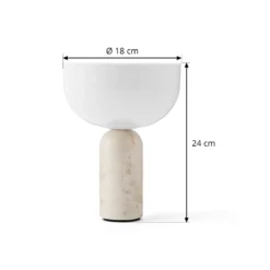 Lámpara de mesa LED recargable New Works Kizu, beige, mármol, atenuable