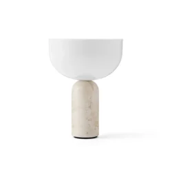 Lámpara de mesa LED recargable New Works Kizu, beige, mármol, atenuable
