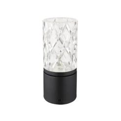 Lámpara de mesa LED recargable Lunki, negro mate, altura 19 cm, CCT