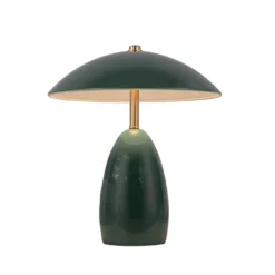Lámpara de mesa LED recargable Poppy, verde, altura 27 cm, metal, atenuable