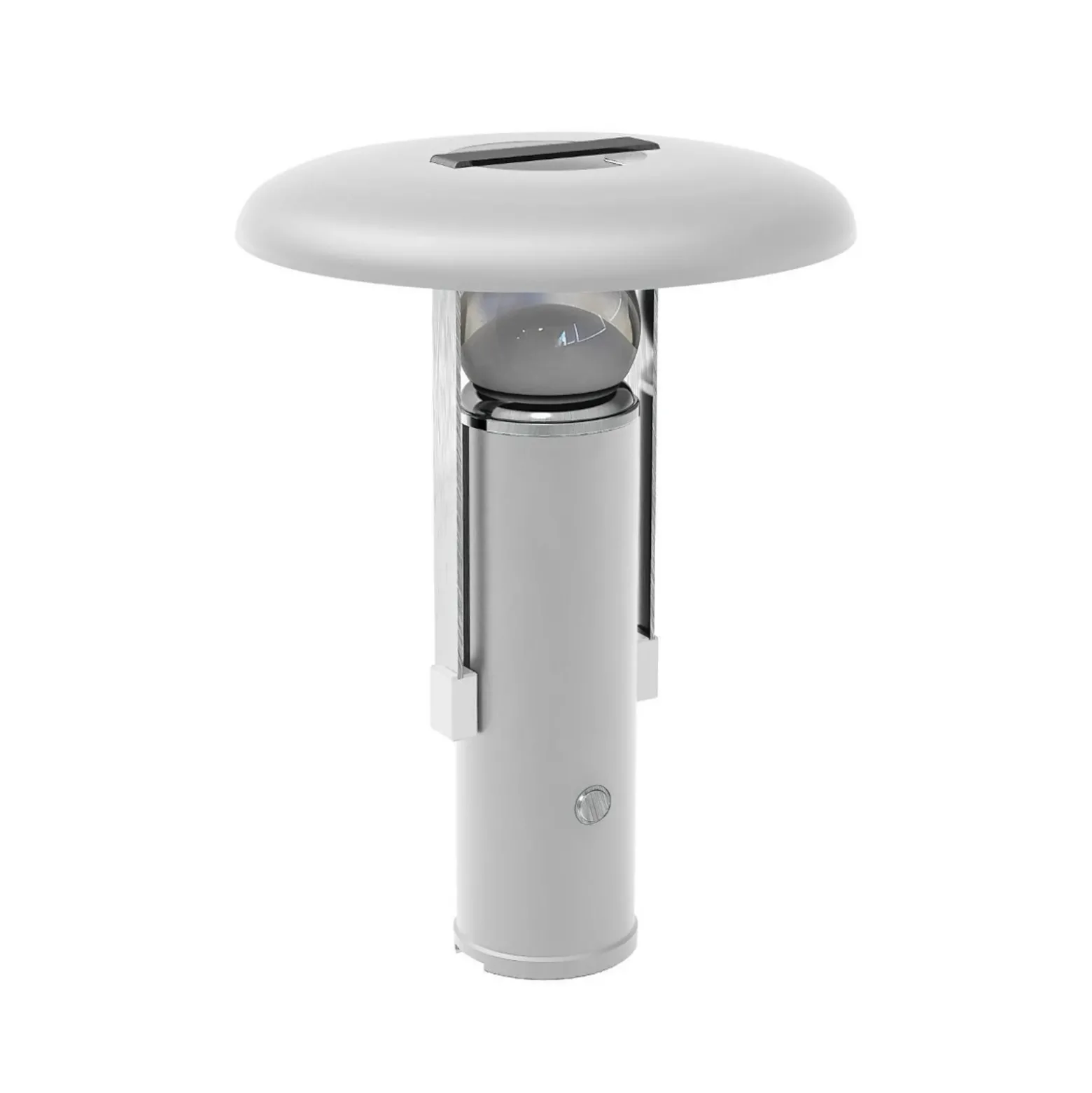 Lámpara de mesa LED recargable para camping, blanca, aluminio, PMMA, CCT