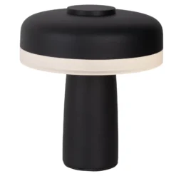 Lámpara de mesa LED recargable Pilu negro altura 16,5cm metal touchdim
