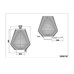 Lámpara de mesa LED recargable Lira, marrón, hilo de papel, altura 22 cm