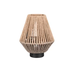 Lámpara de mesa LED recargable Lira, marrón, hilo de papel, altura 22 cm