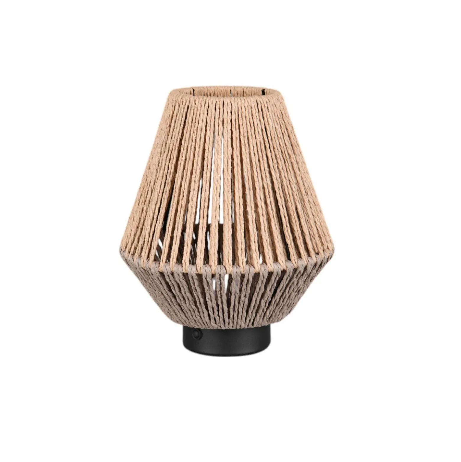 Lámpara de mesa LED recargable Lira, marrón, hilo de papel, altura 22 cm
