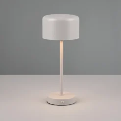 Lámpara de mesa LED recargable Jeff, gris, altura 30 cm, metal