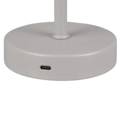 Lámpara de mesa LED recargable Jeff, gris, altura 30 cm, metal