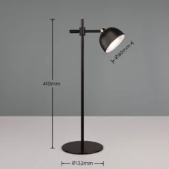 Lámpara de mesa LED recargable Maxima, negra, altura 41 cm, plástico
