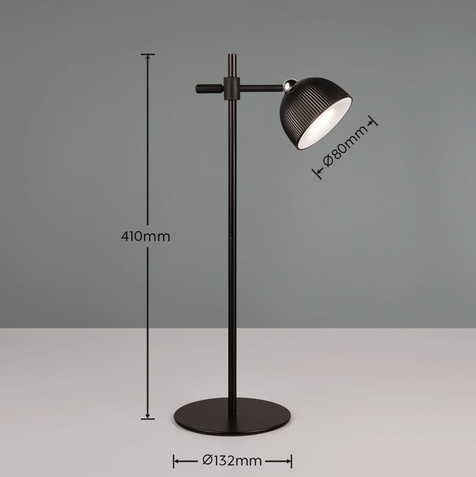 Lámpara de mesa LED recargable Maxima, negra, altura 41 cm, plástico