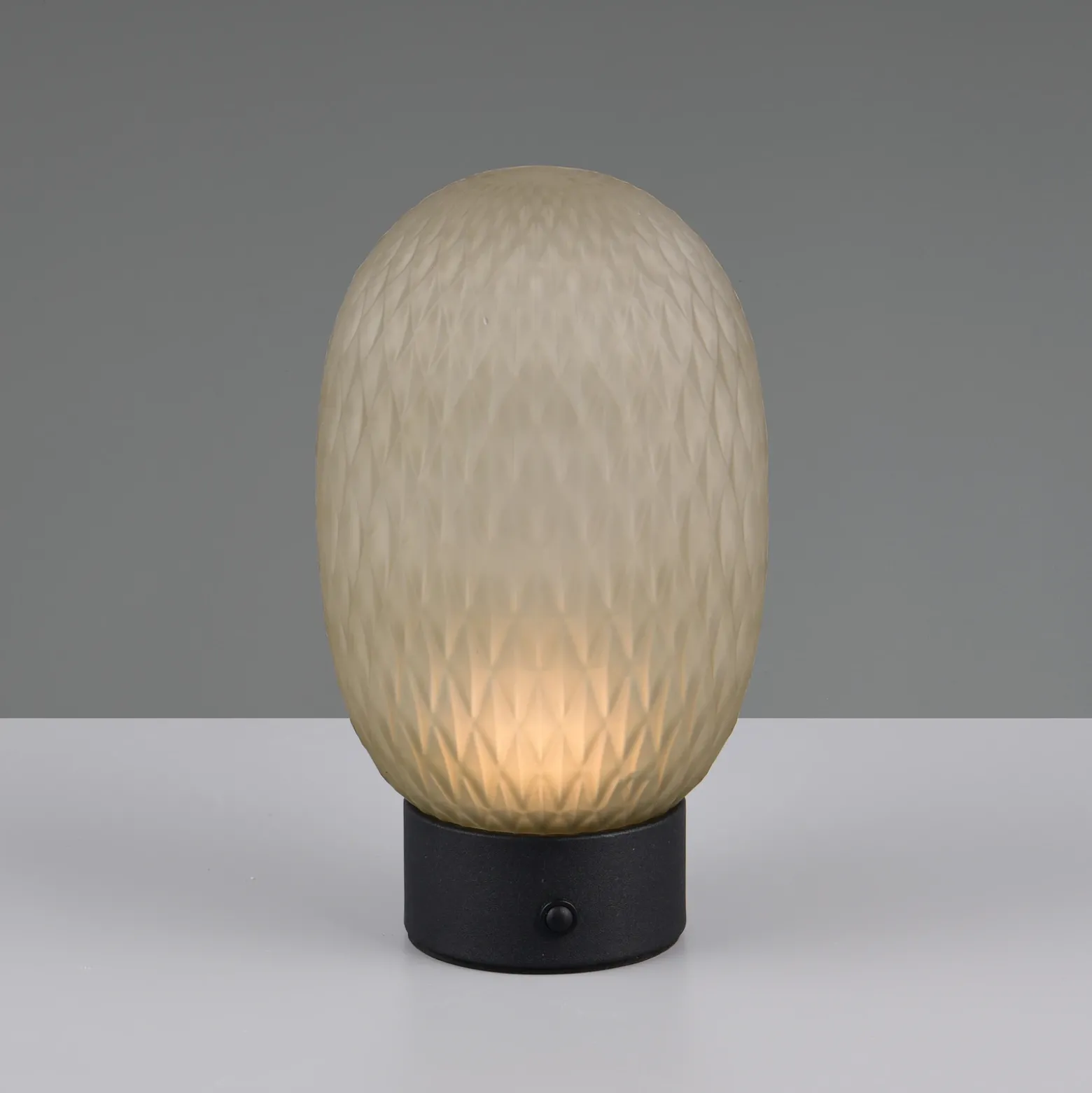 Lámpara de mesa LED recargable Facette, verde, USB, cristal,