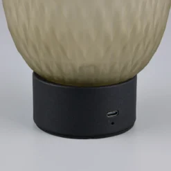 Lámpara de mesa LED recargable Facette, verde, USB, cristal,